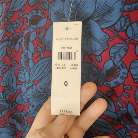 Ann Taylor Dress Women 0 3/4 Sleeve Floral Blouson Keyhole Mini MSRP:$139 NEW - Picture 4 of 11